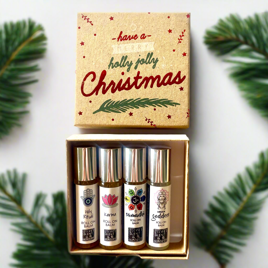 XMAS SPECIAL - any 4 roll on balms in a gift box, mix & match your favourites