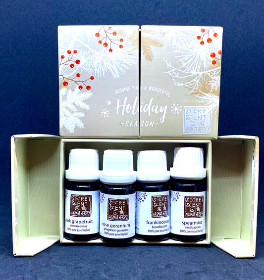XMAS SPECIAL - any 4 essential oils or oil blends, mix & match your favourites  in gift box